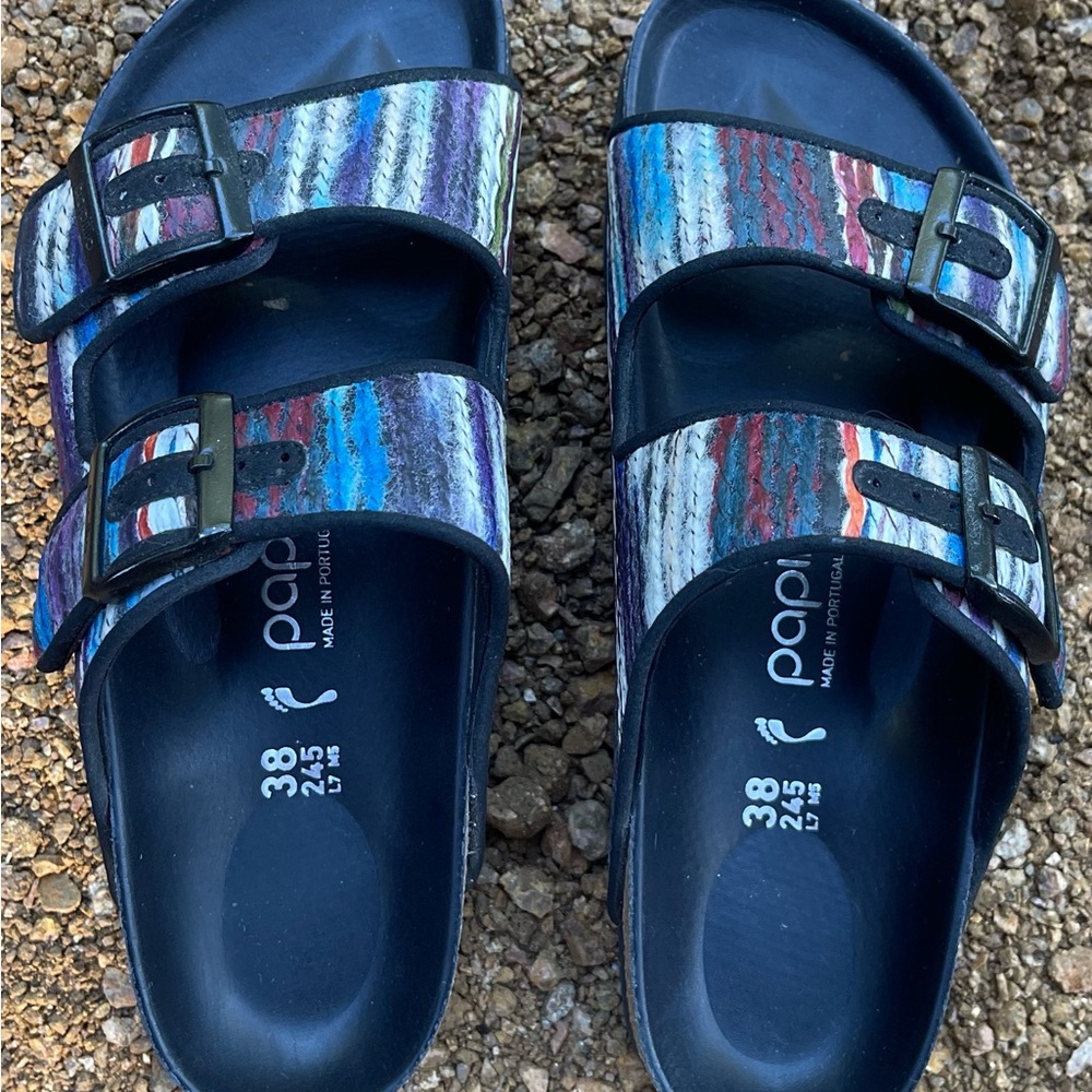 Colorful Striped Sandals with Buckles